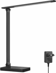 Lepro Schreibtischlampe, LED Tischlampe Dimmbar, Nachttischlampe 750LM 3 Farben und 5 Helligkeitsstufen, Tageslichtlampe, Tischleuchte, Schreibtisch Lampe für Kinder, Büro, Kunststoff, Schwarz 9.2W Schwarz