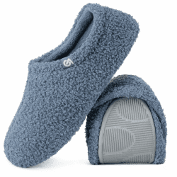 VeraCosy Damen Memory Foam Plüsch Hausschuhe Antirutsch Baumwolle Pantoffeln Mit Polar Fleece-Futter 39.5 EU Blau