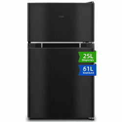 CHIQ 86 Liter Zweitüriger Kompaktkühlschrank, 25 Liter Gefrierfach, 61 Liter Kühlschrank, 4 Sterne Gefrierfach, mit Eiswürfelbereiter für Wohnung, Wohnheim, 12 Jahre Garantie auf den Kompressor 86L 85cm hoch