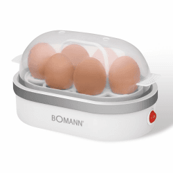 Bomann® Eierkocher für bis zu 6 Eier | Egg Cooker mit antihaftbeschichteter Heizschale | Egg Boiler mit Summer | elektrischer Eierkocher inkl. Eihalter & Messerbecher mit Eipicker | EK 5022 CB 13 cm l x 22 cm b x 13.5 cm h Weiß