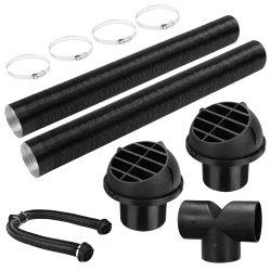 Standheizung Zubehör,75mm Entlüftungsschlauch Auto Heizung Rohrleitung Warmluftauslass Abgasschlauch Clips Set für Webasto Eberspacher Propex,Diesel Heizung,Auto Heizung Rohrleitung Schwarz-