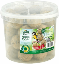 Dehner Natura Premium Meisenknödel ohne Netz, ganzjähriges Wildvogelfutter proteinreich / energiereich, hochwertiges Vogelfutter für Wildvögel, im Eimer, 30 Stück je 90 Gramm (2.7 kg) 3 kg (1er Pack)