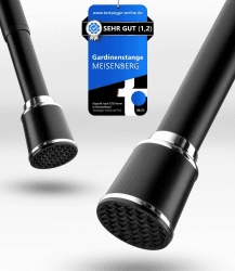 MEISENBERG Teleskopstange 370-420 cm Ø32mm, Schwarz – Gardinenstange ohne Bohren, Klemmstange Ausziehbar, Vorhangstange zum Klemmen – Ideal für Vorhang & Gardinen 370 x 420 cm Schwarz