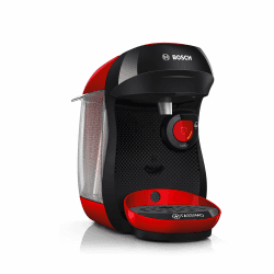 Bosch Tassimo happy friendly Kapselmaschine TAS103E, über 70 Getränke, geeignet für alle Tassen, Abschaltautomatik, nachhaltig, perfekt dosiert, platzsparend, 1400 W, rot/schwarz TAS103E Rot/Schwarz