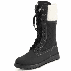 Polar Damen Schnee Dauerhaft Draussen Thermal Winter Warm Wasserdicht Mittelhoher Stiefel 41 EU Schwarz Beige Lammfell