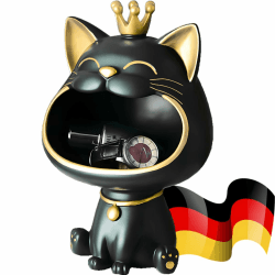 BLOOOK Lachende Katze Figuren Statue,Maneki Neko Fortune Cat Skulptur,Kawaii Deko Katzen Geschenk,Schlüssel Schale,Schmuck Tablett,Modern Deko für Wohnzimmer Home Flur Möbel (Schwarz) Schwarz L