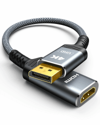 Highwings DisplayPort auf HDMI Adapter 4K, DP auf HDMI Monitor Vergoldeter Stecker Monitor Unidirektionaler Kampatibel für Desktop/Laptop, HP, Dell, AMD usw 1Pack Grau