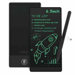 LCD-Schreibtafeln für Erwachsene, Czemo 6.5 Zoll Tragbar Vollbild LCD Schreibtafel mit Magnetstift, LCD Schreibbrett Zeichenbrett für Schneller Rekord, Büro, Memos, Arithmetik, Drawing, Schwarz 6.5 Zoll(0,5-mm-Schriftlinie) Einzelner Bildschirm