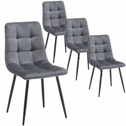 DEULINE Esszimmerstühle Essstühle Samtbezug Polsterstuhl Stühle Esszimmer Stuhl Milano 4er-Set GRAU 521252 4 Stück Set Samtbezug-grau