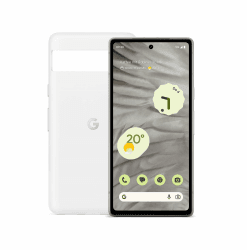 Google Pixel 7a, Snow + Cotton White Case Snow mit case