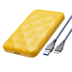 GiGimundo Festplattengehäuse 2,5 Zoll 5Gbps mit USB 3.0 Kabel Werkzeugloses Externes HDD Gehäuse für 2,5 Zoll SATA SSD und HDD in Höhe 9.5mm 7mm,UASP Trim unterstützt, Plug-and-Play GB25-U3-YL
