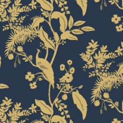 Fiula Selbstklebende Tapete Vögel 44CMx3M Klebefolie Blumentapete Tier Wandtapete Wasserdichte Klebetapete Wohnzimmer Schlafzimmer Möbelfolie Dekorfolie Blätter Dunkelblau Gold Wallpaper Vintage 0.4W x 3L m Marineblau