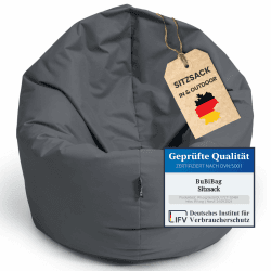 BuBiBag Sitzsack für Kinder und Jugendliche, Sitzkissen oder als Gaming Sitzsack, geliefert mit Füllung (70 cm Durchmesser, Anthrazit) Medium Anthrazit