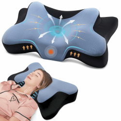 DONAMA Nackenkissen Kopfkissen Memory Foam Kissen,Schlafkissen Seitenschläferkissen für Seiten Rücken & Bauchschläfer Blau+schwarz 66×37×13cm