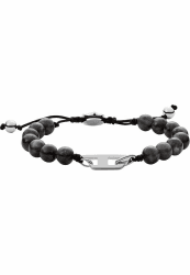 Diesel Herrenarmband aus Halbedelmetall, Perlen oder Edelstahl mit Karabinerhaken- oder Schiebereglerverschluss Mitternachtsschwarz