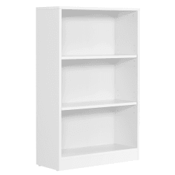 VASAGLE Bücherregal, mit 3 Ebenen, Standregal, Aufbewahrungsregal, für Wohnzimmer, Büro, Schlafzimmer, Arbeitszimmer, skandinavischer Stil, 24 x 60 x 93 cm, weiß LBC105T14 3 Ebenen (60B x 93H cm) Weiß