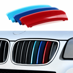 3PCS Auto Dreifarbige Kühlergrill Einsatzleisten Kühlergrill Zierleiste Schnalle Kompatibel mit BMW X3 E83 2007 2008 2009 2010 Standard Nierengitter Zubehör-7-Strahliges X3 E83 2007-2010 (7 Grills)