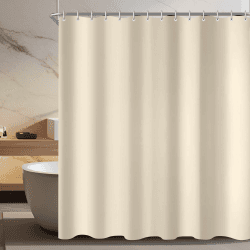 Lerores Duschvorhang 180x160cm Beige, Beschwerter Saum Antischimmel Textil, Wasserabweisend, Waschbar Polyester Stoff Badevorhänge für Badezimmer, Badewanne mit 12 Duschvorhangringe Multi 015 H160 x B180 cm (1er Pack)