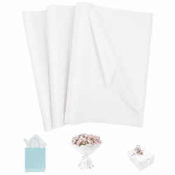 OFFCUP Seidenpapier, 35 Blatt Transparentpapier Tissue Paper 70*50 cm Bastelpapier Transparent Geschenkpapier Glanzpapier Verpackungsmaterial für Geschenktüten, zum Basteln, Papierblumen, Pompoms-Weiß Weiß 70*50cm 35 Blatt