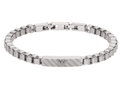 Emporio Armani Herren-Edelstahlarmband mit Karabiner-, Schieber- oder Magnetverschluss Metallgrau