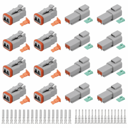 Deutscher Stecker KFZ 2 Polig, 8 Sätze DT Steckverbinder Wasserdichter, DT Stecker Steckverbinder, elektrischer Kabelverbinder, Schnellverbinder für Auto, Motorräder, LKW, Scooter, Grau