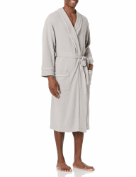 Amazon Essentials Herren Leichter Waffelpiqué-Bademantel (erhältlich in Big & Tall) M-L Hellgrau