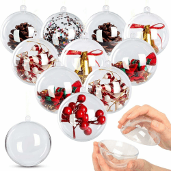 20 Stück 8 cm Transparente Weihnachtsbaumkugeln, Kunststoff Kugeln DIY Befüllbare Handwerk Kugeln, Kunststoffkugeln Ornamente für Weihnachten Neujahr, Winterthemen Dekorationen Kugeln
