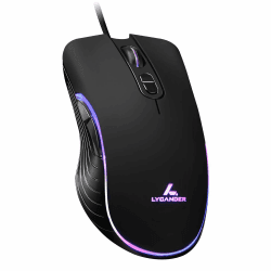 LYCANDER LMC380 Gaming-Maus, kabelgebunden, Optische USB-Mäuse mit Einstellbarer Dpi, bis zu 6400, 7 Tasten, LED, 1, 5 m Kabel Schwarz - Regenbogenpuls Gaming-Maus