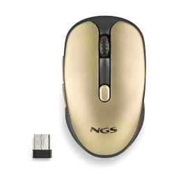 NGS EVO Rust Gold - Wiederaufladbare kabellose Maus 2,4 GHz für Computer/Laptop/MacBook/PC/Mac/iPad/Tablet, Silent Keys, 3 einstellbare DPI-Stufen: 800/1200/1600. Entwickelt für Rechtshänder, Gold.