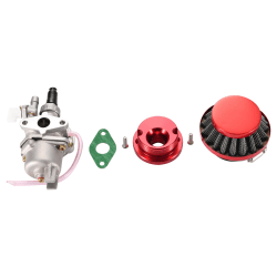 WOOSTAR 13mm Vergaser mit Luftfilter Dichtung Versammlung Ersatz für 2 Hub 43ccm 47ccm 49ccm Mini Pocketbike Chinesisch Quad ATV 4 Wheeler Roller Pinsel Cutter Rot