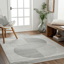 Surya Mombasa Teppich Wohnzimmer Boho, großer Teppich Schlafzimmer 160x216 cm - Teppich für Esszimmer mit geometrischem Muster, Skandinavischer Wohnzimmerteppich modern in Creme, Grau und Beige 160x216cm Grau und Beige