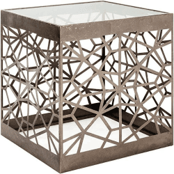 HAKU Möbel Beistelltisch Bronze, Metall, Sicherheitsglas 8 mm - Maße: B 50 cm x H 50 cm x T 50 cm, Style: Art Deco 50 x 50 x 50 cm Bronze