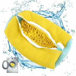 LEWBDF Schuhwaschbeutel Waschmaschine Waschbeutel Schuhe Schuhbeutel Waschmaschine Schuhsack Wiederverwendbar Reißverschluss Plüsch Schuhwaschbeutel für Turnschuhe,Tennisschuhe(Gelb）