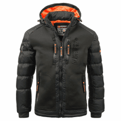 Geographical Norway Herren Steppjacke Winterjacke mit Kapuze – Gefütterter Warmer Anorak S-7XL Outdoor SKI Snowboard Kapuzenjacke für den Winter/Herbst - IMS Production XXL Schwarz