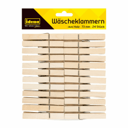 Wäscheklammern aus Holz, 24 Stück, ca. 7,3 cm lang, zur Fixierung von Kleidung auf der Leine und zum Basteln, Dekorieren und Verzieren 7,3 cm 24 Stück