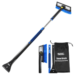 SEG Direct 127 cm Ausziehbare Schneebürste mit Eiskratzer 3 in 1 Schneeräumfahrzeug für Autofenster, Windschutzscheiben, für SUV Auto Truck Bus Kleintransporter, Schwarz und Blau 130CM
