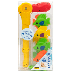 Idena 40616 - Badespielzeug-Set für Kinder, 8-teiliges Wasserspielzeug mit bunten Gummifischen und funktionaler Magnetangel