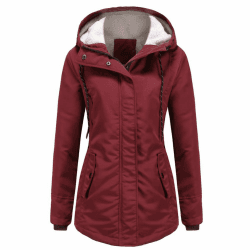YYNUDA Damen Winterparka Dicker Warm Lang Wintermantel mit Fellkapuze Winter Jacke Outdoor Jacke für Winter XL Rot