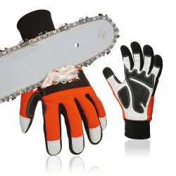 Vgo... 1Paar Kettensägenhandschuhe,12-Schicht Kettensägenschutz,Sicherheit Ziegenleder Arbeitshandschuhe,Mechanikerhandschuhe(GA9767CS) XL(1er Pack) Orange，GA9767CS