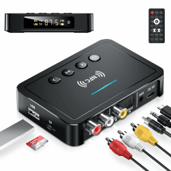 Beedove 3-in-1 Bluetooth 5.0 Audio Adapter für TV PC Stereoanlage, FM Transmitter Bluetooth Sender Empfänger mit Aux/RCA/Optisch, Unterstützt TF-Karte USB und Fernbedienung HiFi Bluetooth Reciever