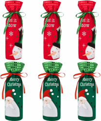 LYTIVAGEN 6 Stück Weihnachten Weinflasche Taschen Weinflasche Abdeckung Weihnachten Weintasche Weinbeutel Wein Geschenkbeutel Weihnachtsmann Rotwein Flaschenbeutel für Weihnachten Dekoration