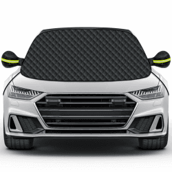 Mengine Frontscheibenabdeckung, Auto Windschutzscheibe Abdeckung mit 9 Versteckten Magneten und Seitenflügel Spiegel,Eisschutzfolien Frost Guard Fit für Autos und SUVs (Schwarz, 148 * 120cm) 148*120cm Schwarz