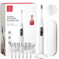 Oclean X Pro Elite Elektrische Zahnbürste mit 6 Bürstenköpfe & Reiseetui, Schallzahnbürste mit Farbdisplay, Ultraleise Putzerfahrung, 35 Tage Akkulaufzeit, mit Timer, Drucksensor & APP, Grau X Pro Elite Premium