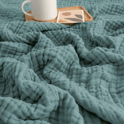 EMME Musselin Sommerdecke 100% Baumwolle Überwurf Decken für Couch 4-lagig atmungsaktiv Gaze Decke alle Jahreszeiten weich und leicht vorgewaschene Baumwolldecke (Blaugrün, 140 x 190 cm) 4-Lagige/140 x 190 cm Blaugrün
