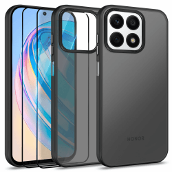 Btstring Hülle für Honor X8A mit 2 Stück Schutzfolie, Minimalistische Transluzente Matte Schutzhülle, Stoßfeste Kratzfeste Anti-Fingerabdruck Case, Schwarz Honor X8a 6.7 inch Schwarz