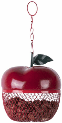 Esschert Design Apfel Futterhänger für Wildvögel, aus Metall, Ø 12,6 x 14,5 cm, mit Aufhänge-Öse, attraktive Gartendekoration 1 Rot