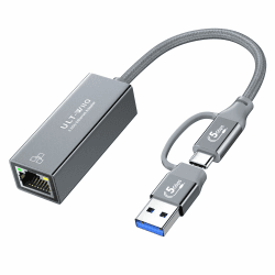 USB Ethernet 2.5Gb Adapter, USB C auf RJ45 2,5Gbit LAN Netzwerk Adapter mit 1000/2500Mbps Gigabit Ethernet für MacOS, mac Mini, Windows, Linux, Steam Deck, iPad, MacBook, PC, Laptop, Tablet, NAS USB A + USB C
