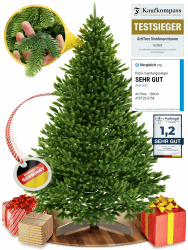 Weihnachtsbaum künstlich [100% Spritzguss] - Naturgetreuer Tannenbaum mit Stabiler Spitze | Premium Nordmanntanne inkl. FSC zertifiziertem Holzständer & reißfester Tasche (ohne Beleuchtung, 180 cm)