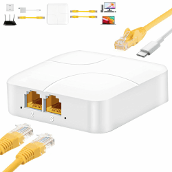 Switch Netzwerk,Ethernet Splitter 1 Auf 4 Ethernet Splitter 1 Auf 2,LAN Kabel Adapter, Gigabit Switch Ethernet,Splitter Switch (White-1)