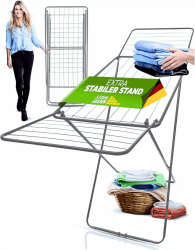 STAHLMANN ® Wäscheständer grau 18 m Trockenfläche - Wäscheständer platzsparend mit rutschfesten Füßen - Klappbarer Flügelwäscheständer - Wäschetrockner